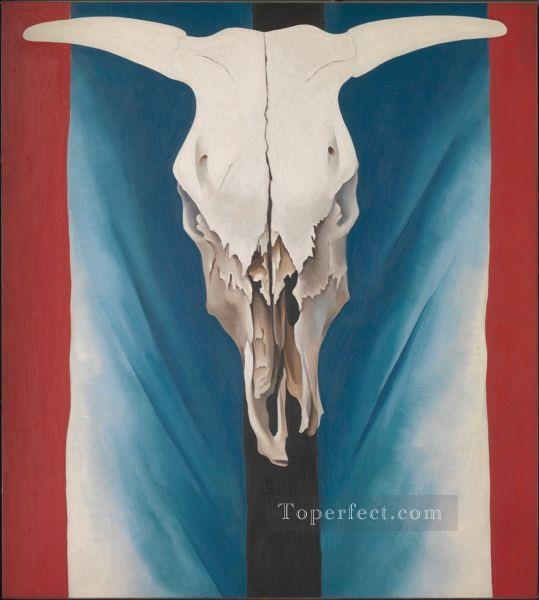牛の頭蓋骨 赤白と青 ジョージア・オキーフ アメリカのモダニズム 精密主義油絵